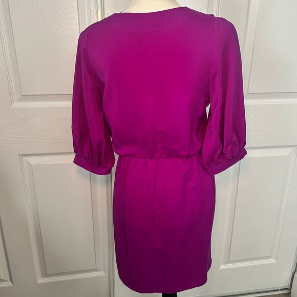 Amanda Uprichard Silk Purple Wrap Dress Small V Neck Elegant Cocktail Wear Party - Picture 3 of 7